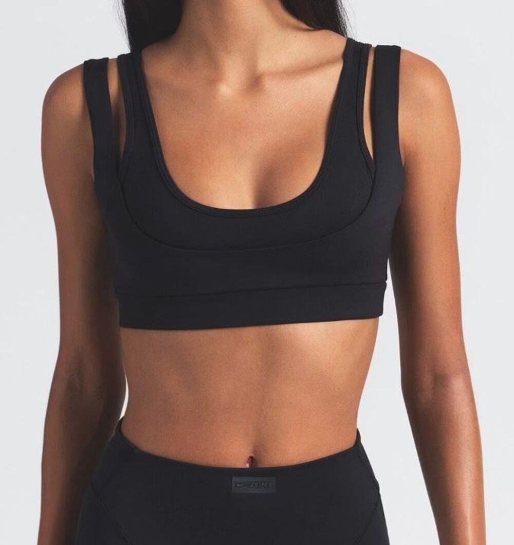 NWOT SKIMS x Nike Dry Fit Double Strap Scoop Bra Obsidian Black Size Medium